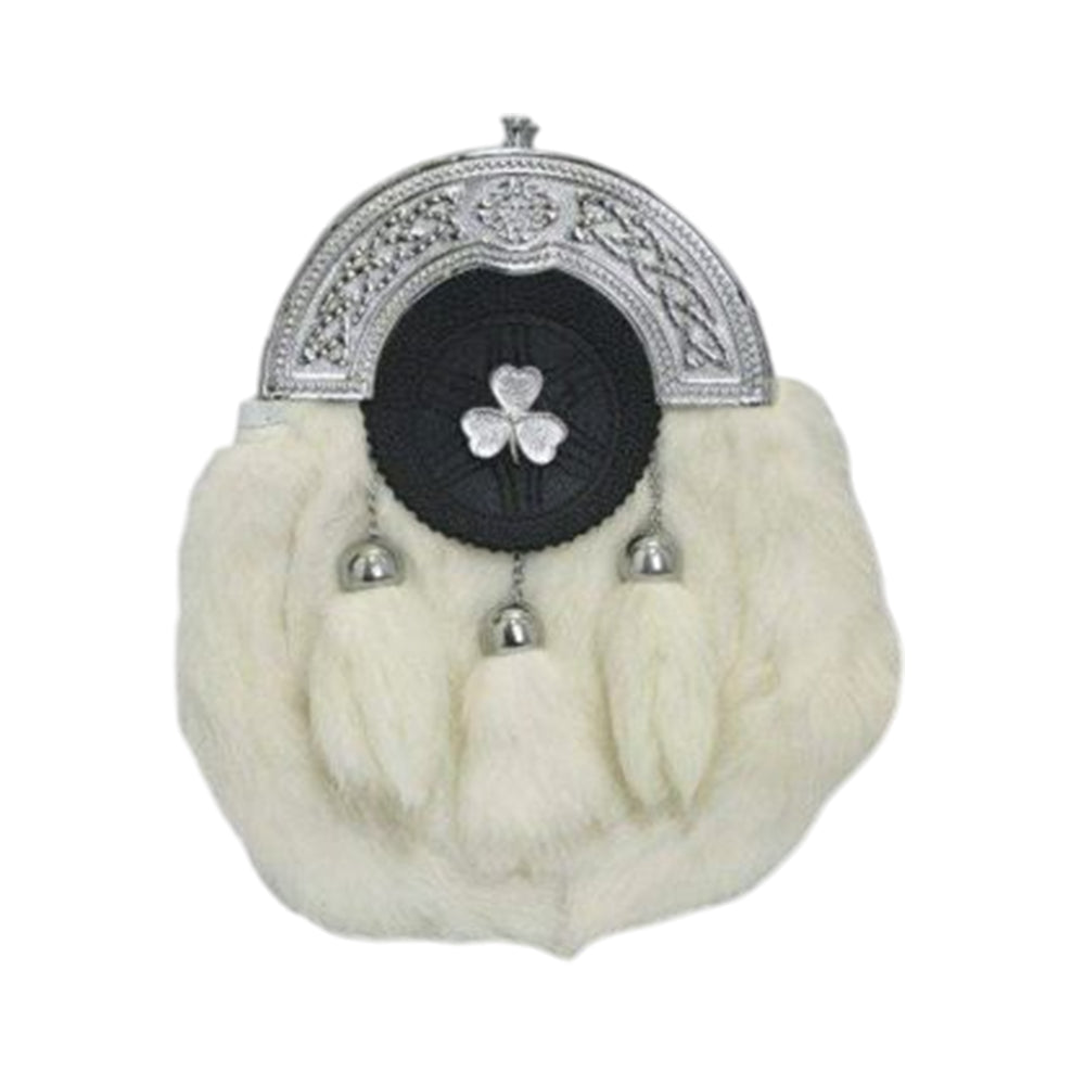 Chrome Plain Shamrock Targe White Rabbit Sporran