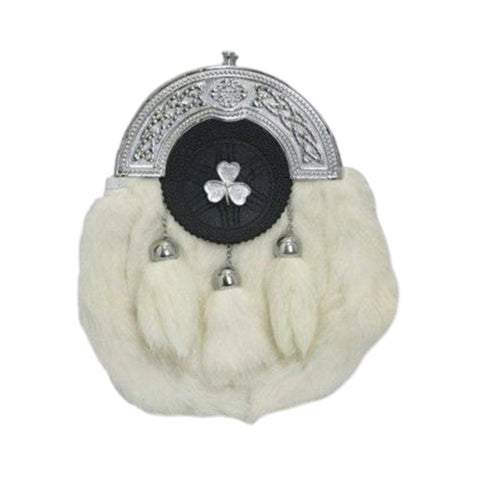 Chrome Plain Shamrock Targe White Rabbit Sporran