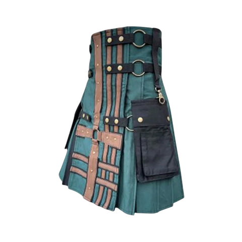 Green & Black Double Cross Utility Kilt