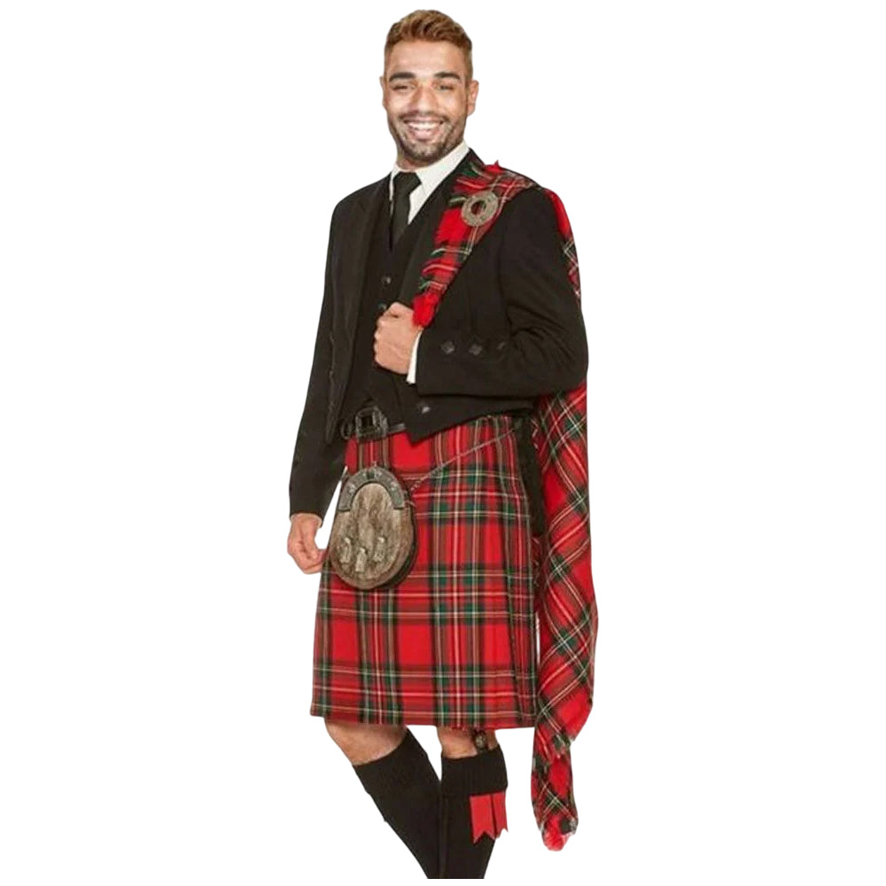 Royal Stewart Tartan Formal Prince Charlie Heavy Kilt Outfit