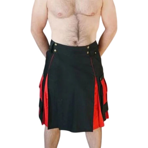 Black and Red Box Pleated Kilt
